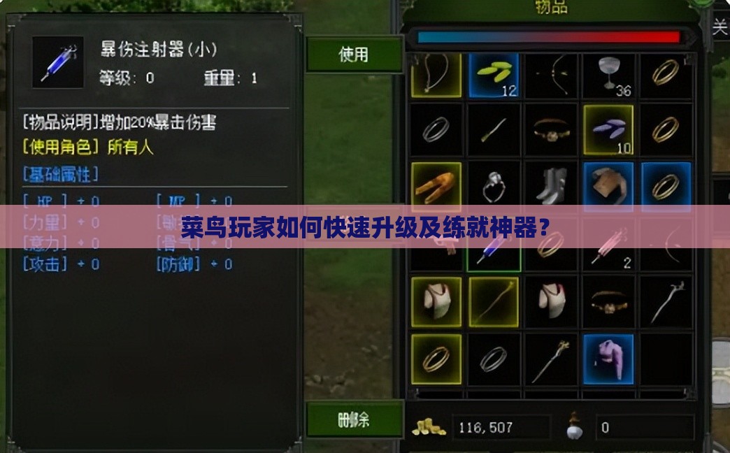 菜鸟玩家如何快速升级及练就神器？